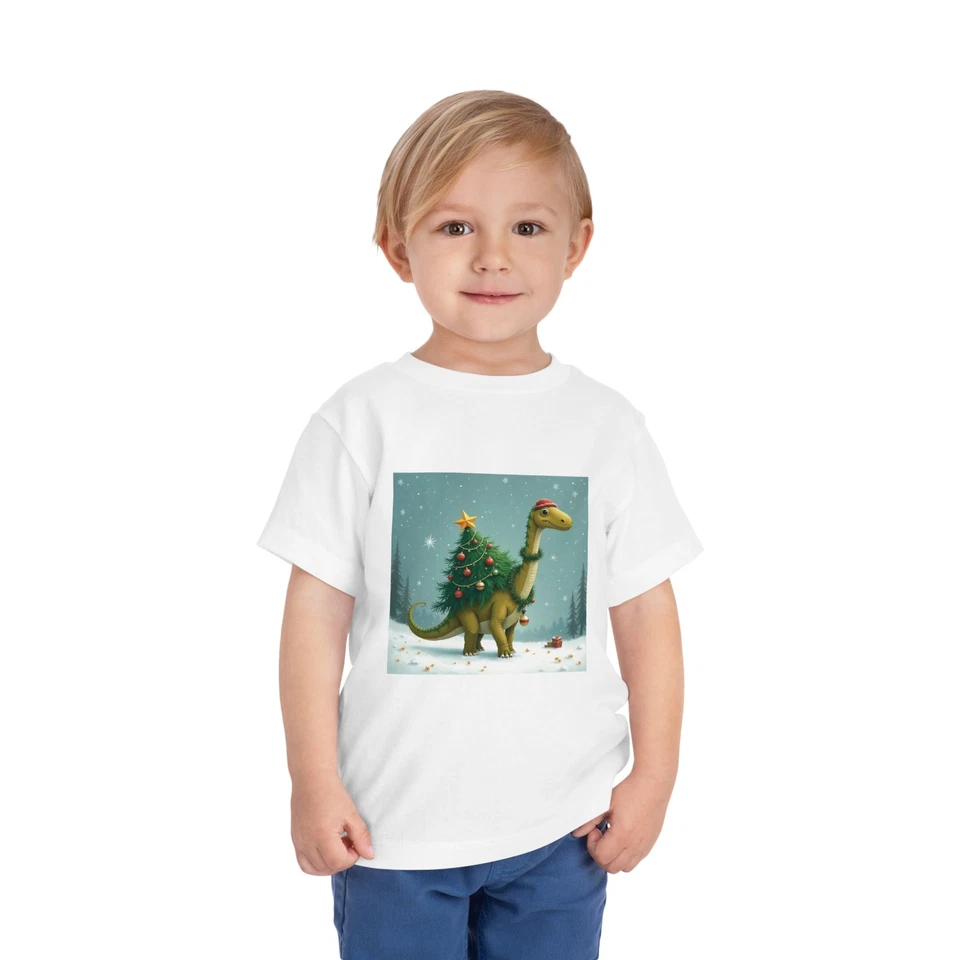 Christmas Brachiosaurus Toddler Dino Shirt, Holiday Kids Tee, Christmas Spirit - Image 4