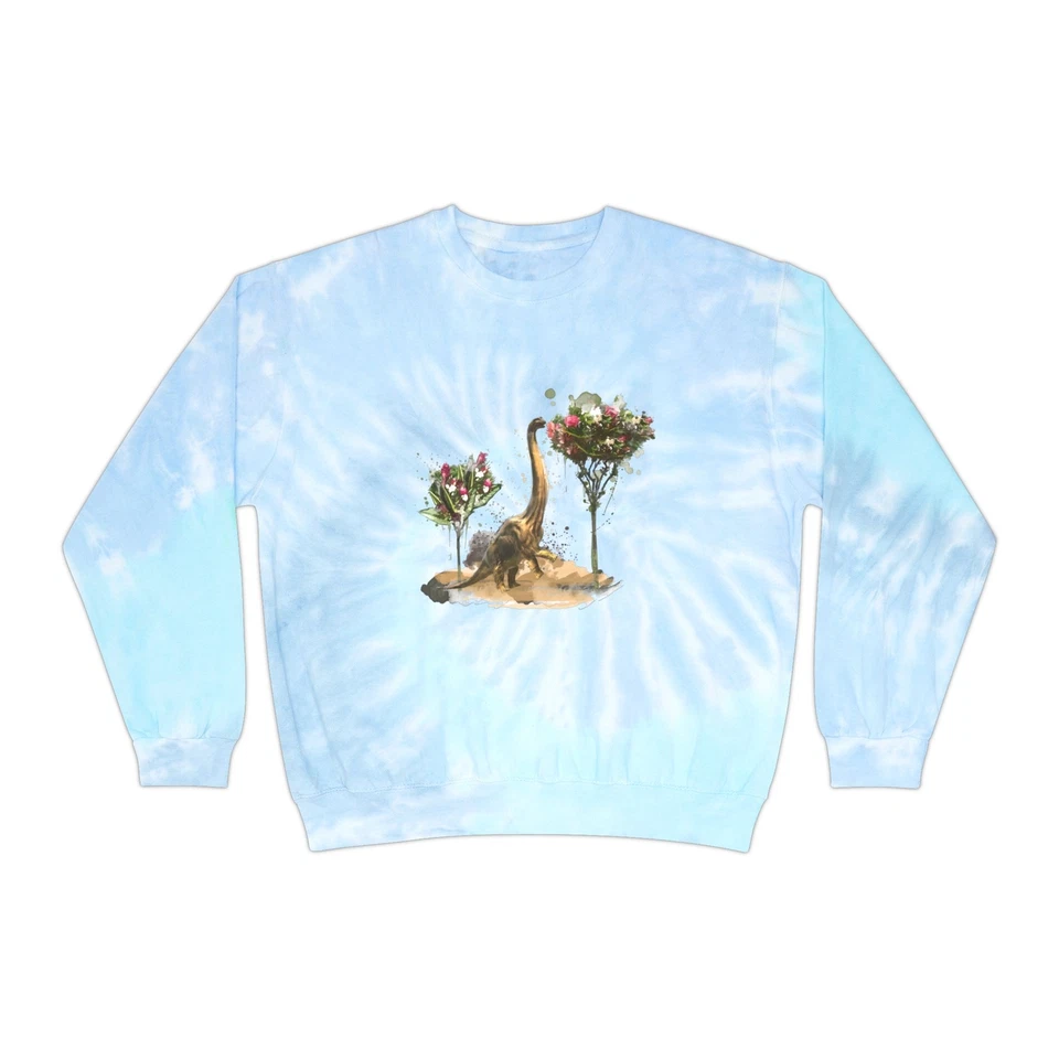 Unisex Tie-Dye Sweatshirt Brachiosaurus eating flowers - Image 5