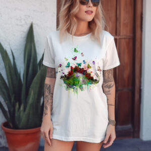 Stegosaurus Tee, Dinosaur Shirt, Butterfly T-Shirt, Prehistoric Top, Animal