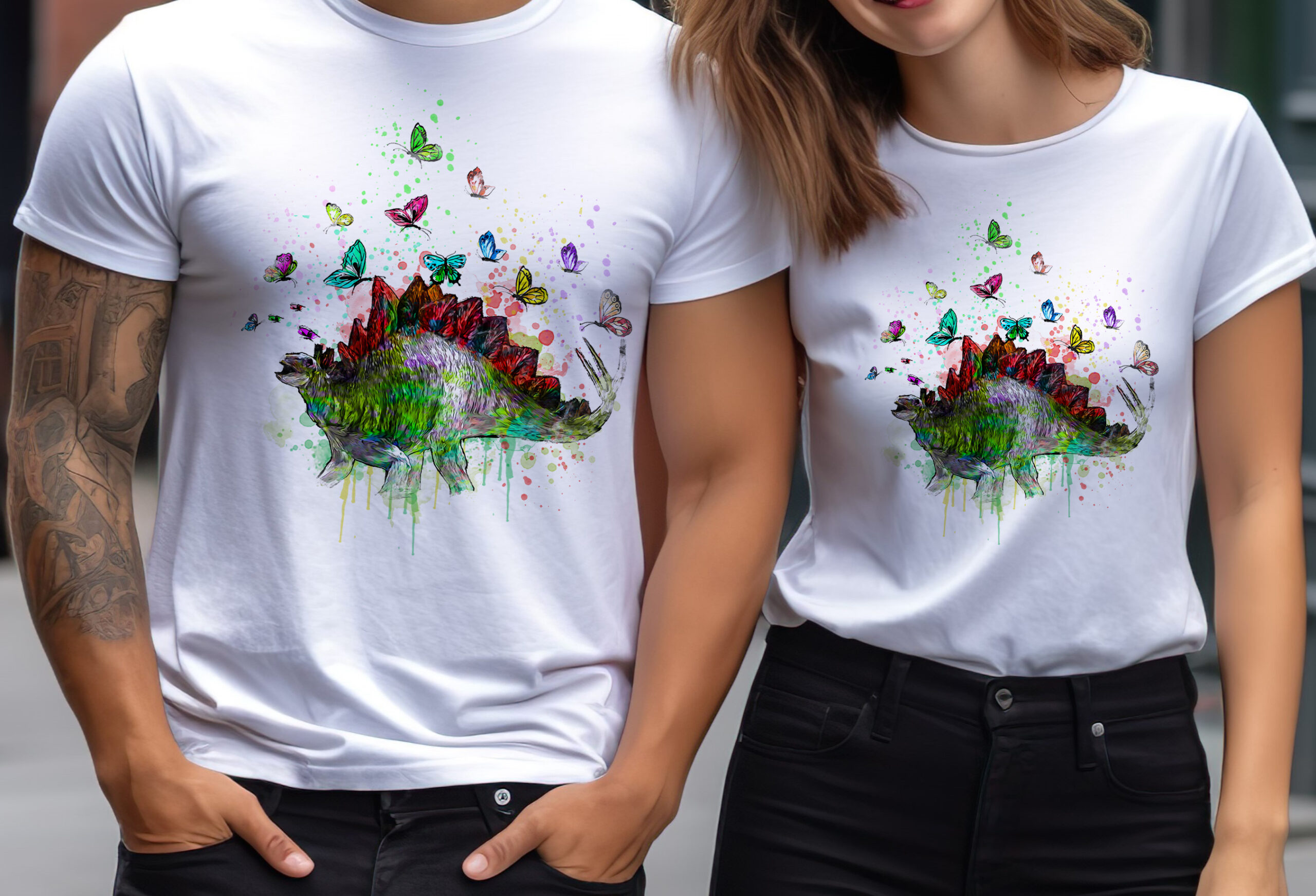 Stegosaurus Tee, Dinosaur Shirt, Butterfly T-Shirt, Prehistoric Top, Animal - Image 2