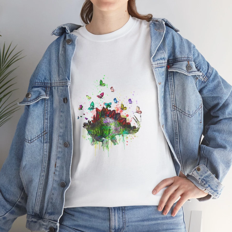 Stegosaurus Tee, Dinosaur Shirt, Butterfly T-Shirt, Prehistoric Top, Animal - Image 10