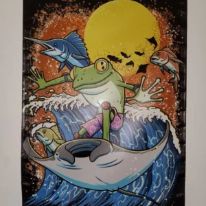 Surf Frog Vinyl Banner, Waterproof One-Sided Printing, Custom Sizes Available